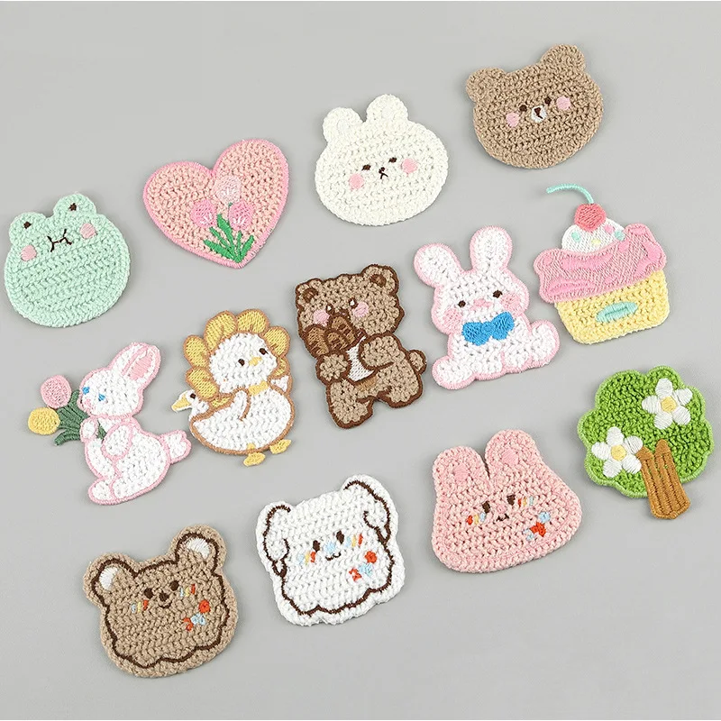 Cartoon Little Rabbit Bear Love Cloth Sticker DIY Phone Case Decoration Cloth Bag Chest Pin Children\'s Clothing Accessories