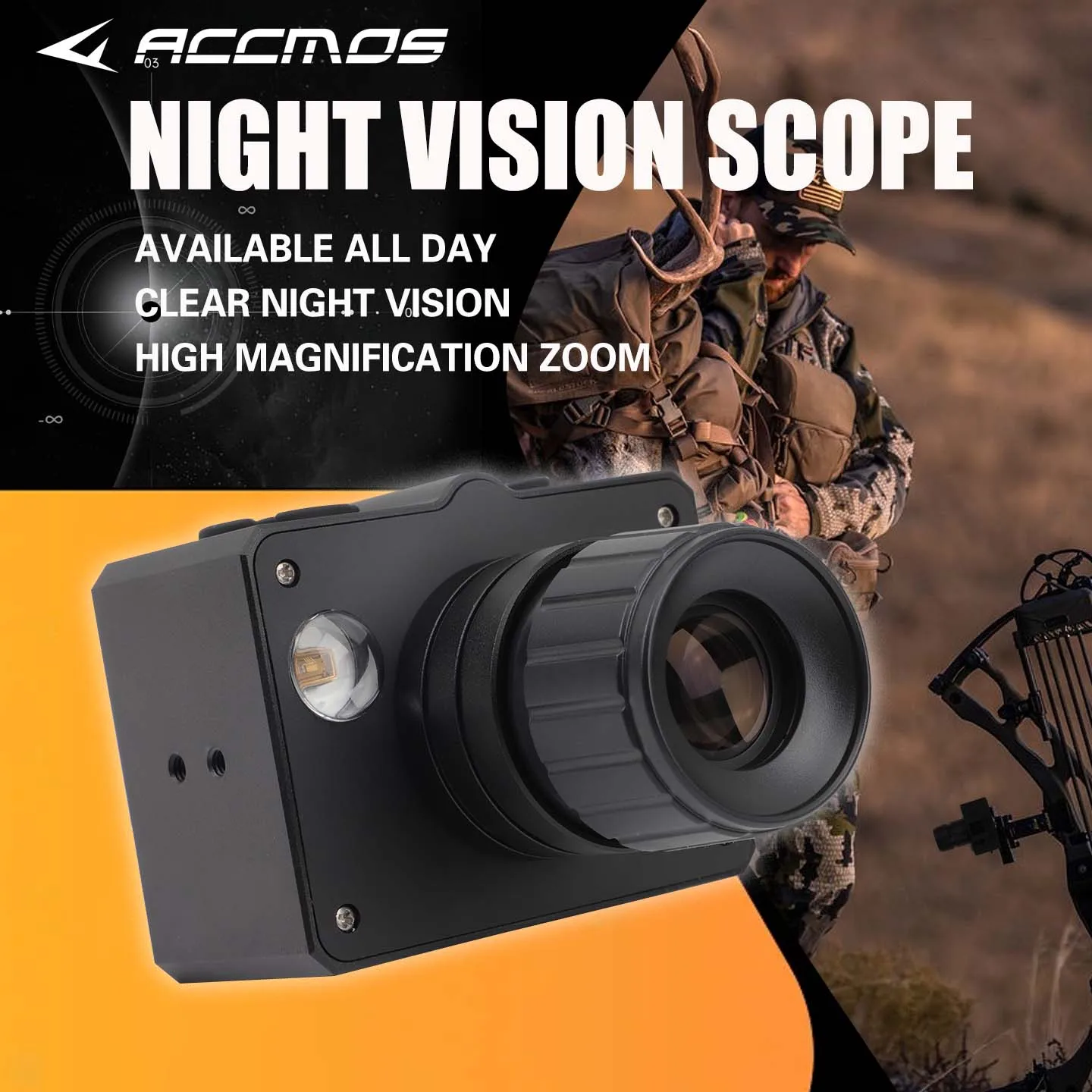 Night Vision Monocular Infrared Device for Hunting Camping Security, Photo Video Recording, Portable Handheld