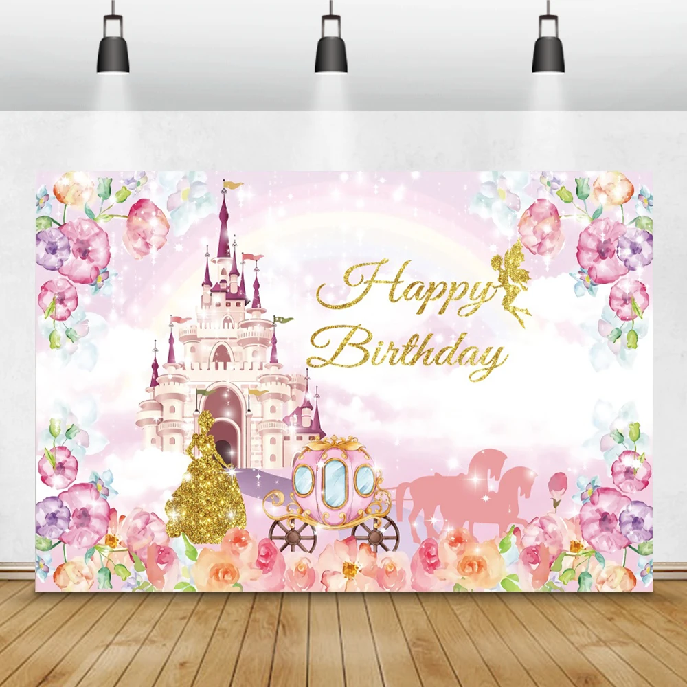 Laeacco Baby Shower Newborn Birthday Backdrops Dreamy Sky Clouds Castle Ferris Wheel Children Portrait Photography Backgrounds