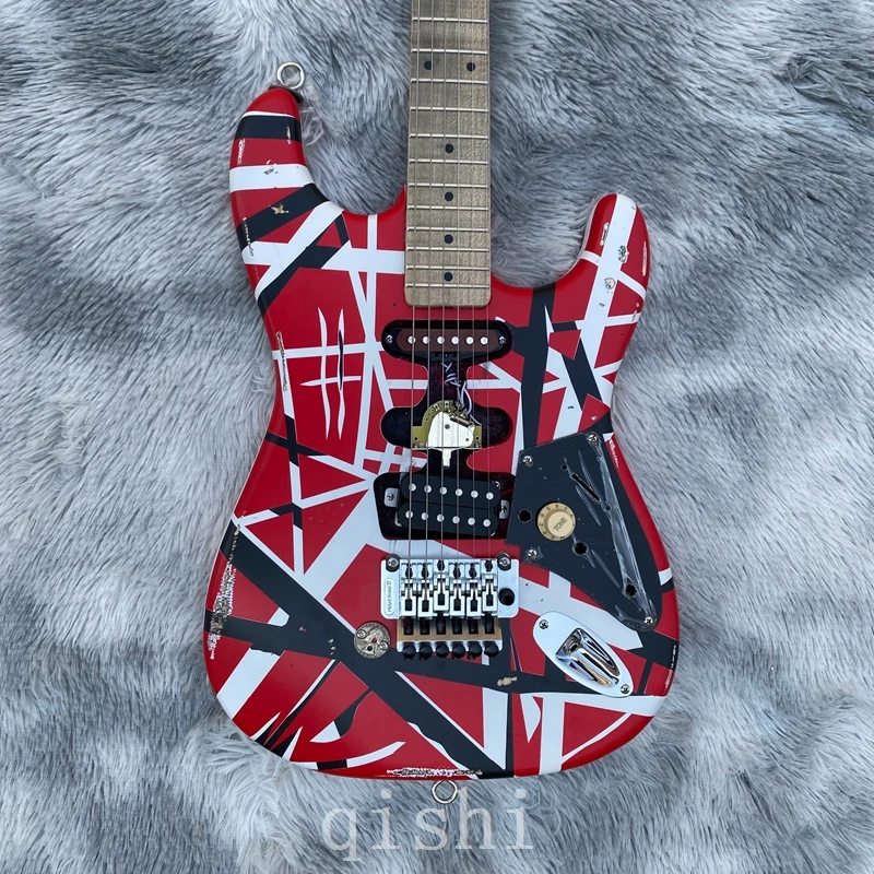 in stock Edward Eddie Van Halen Heavy Relic Red Franken 5150 Electric Guitar  Floyd Rose Tremolo Bridge real reflector