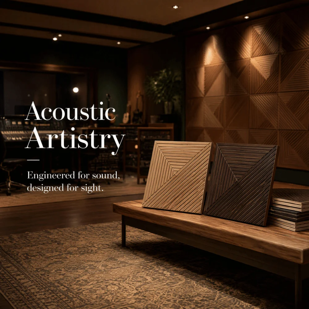 3D Wood Grain Acoustic Panels Polyester Fiber Self-Adhesive Sound Absorbing Panels Grid Wall Sticker Peel And Stick