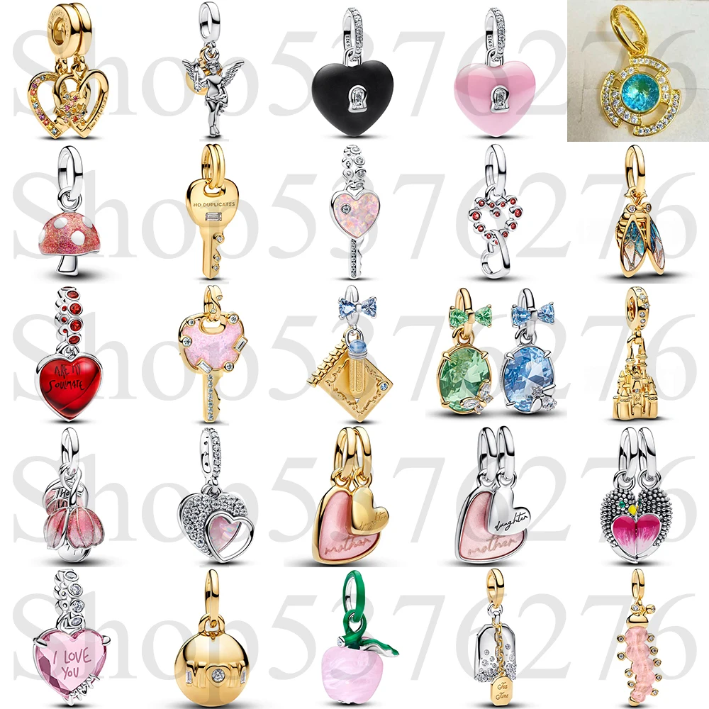 

2026 925 Sterling Silver Bead Key Padlock Mushroom Caterpillar Dangle Charm Fit Fashion Women Bracelet Bangle Gift DIY Jewelry