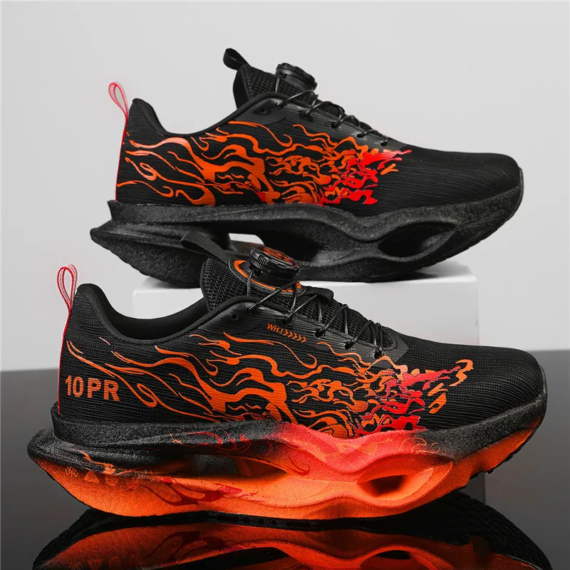 Men Carbon Plate Running Shoes Rotating Buckle Lightweight Breathable Sneakers Shock Absorption Athletic Training Sports Shoes