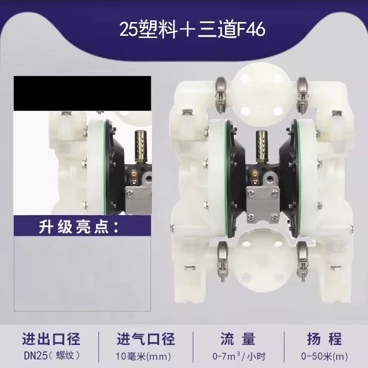 

25 (1 дюйм) Пластиковый пневматический мембранный насос PP+Shandao F46
