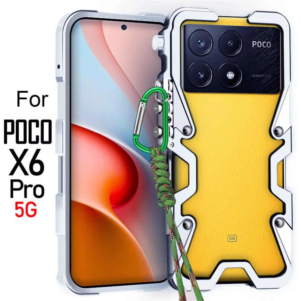 Shockproof Metal Bumper For Xiaomi POCO X6 Pro Case Luxury Aluminum Cover Funda For Xiaoim POCO M6 Pro X5 Pro X6 NEO Case Coque