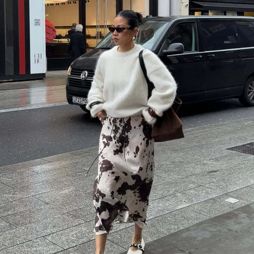 Imagen 2 del producto HXAO elegante Y2k 2 piezas conjuntos de falda 2025 camisas y blusas de manga larga de primavera para mujer falda Midi moda Casual falda de fiesta traje