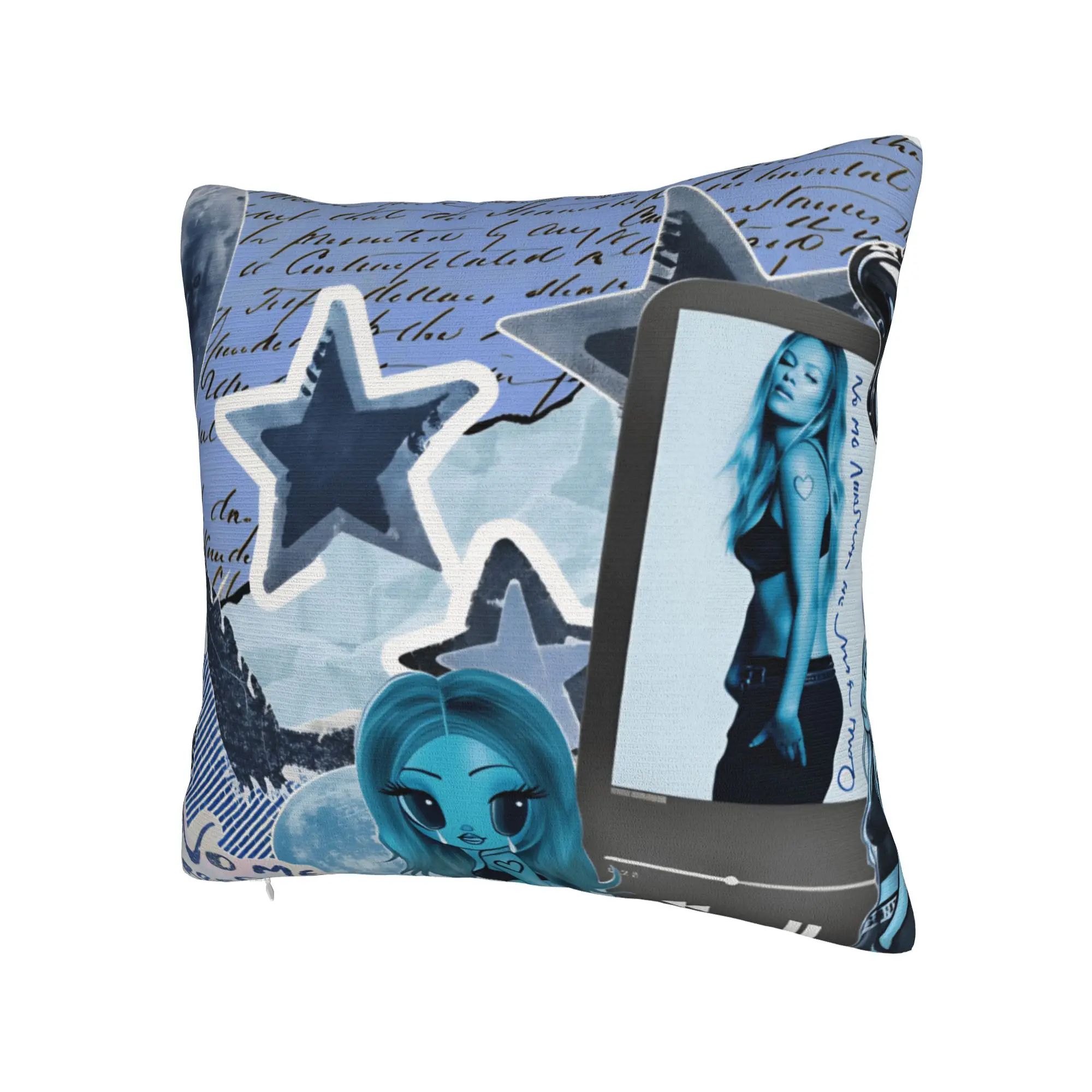 Karol G Blue Scrapbook Collage Art Pillow Case  Fashion Pillow Cover Print Pillowcases For Sofa Bedroom Home Decor