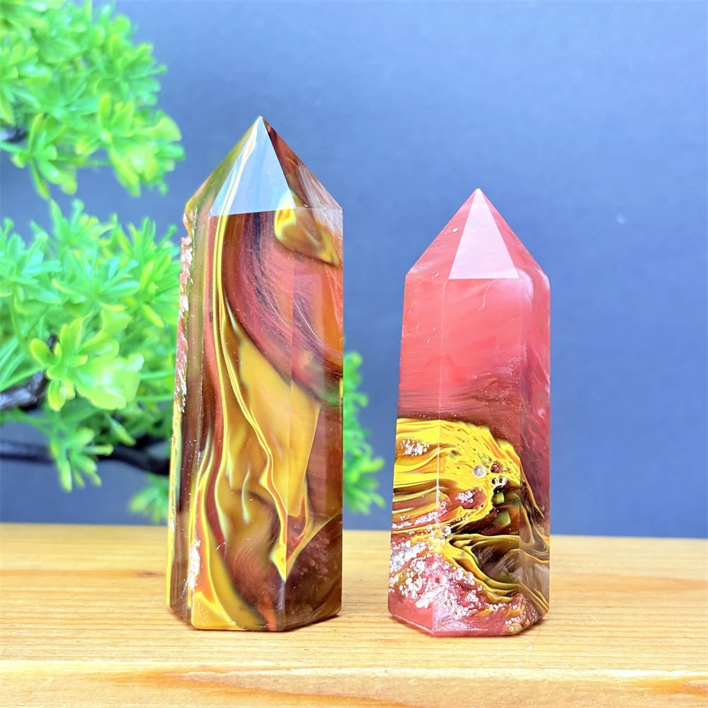 Artificial Quartz Tiger Skin Smelted Stone Tower Yellow Stripe Crystal Wand Reiki Healing Crystal Home Decor for Meditation Witc