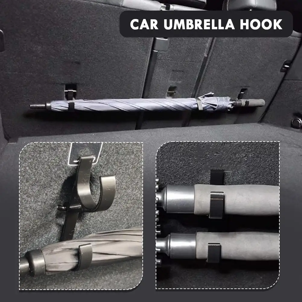 2Pcs Car Seat Back Trunk Umbrella Hook No Drilling Anti-tilt No Shaking No Noise Vertical Suspension Car Storage Holder