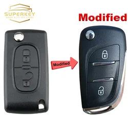 SUPERKEY zaktualizowane obudowa pilota z kluczykiem samochodowym etui z klapką dla Peugeot 207 307 308 407 607 dla Citroen C2 C3 C4 C5 Berlingo HU83 VA2