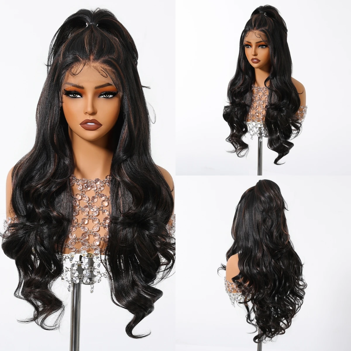 long-wavy-curly-13-6-lace-frontal-synthetic-wigs-natural-loose-black-brown-highlights-wig-for-women-daily-cosplay-heat-resistant