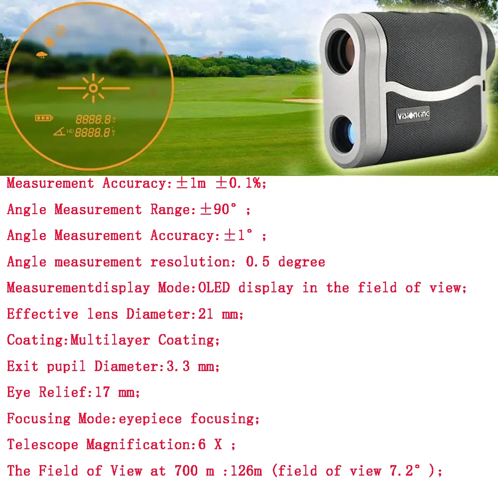 Visionking Professional 6x21 OLED Laser Rangefinder 700m 1000m Distance Meter Angle Measure Golf Monocular Optical HD Telescope