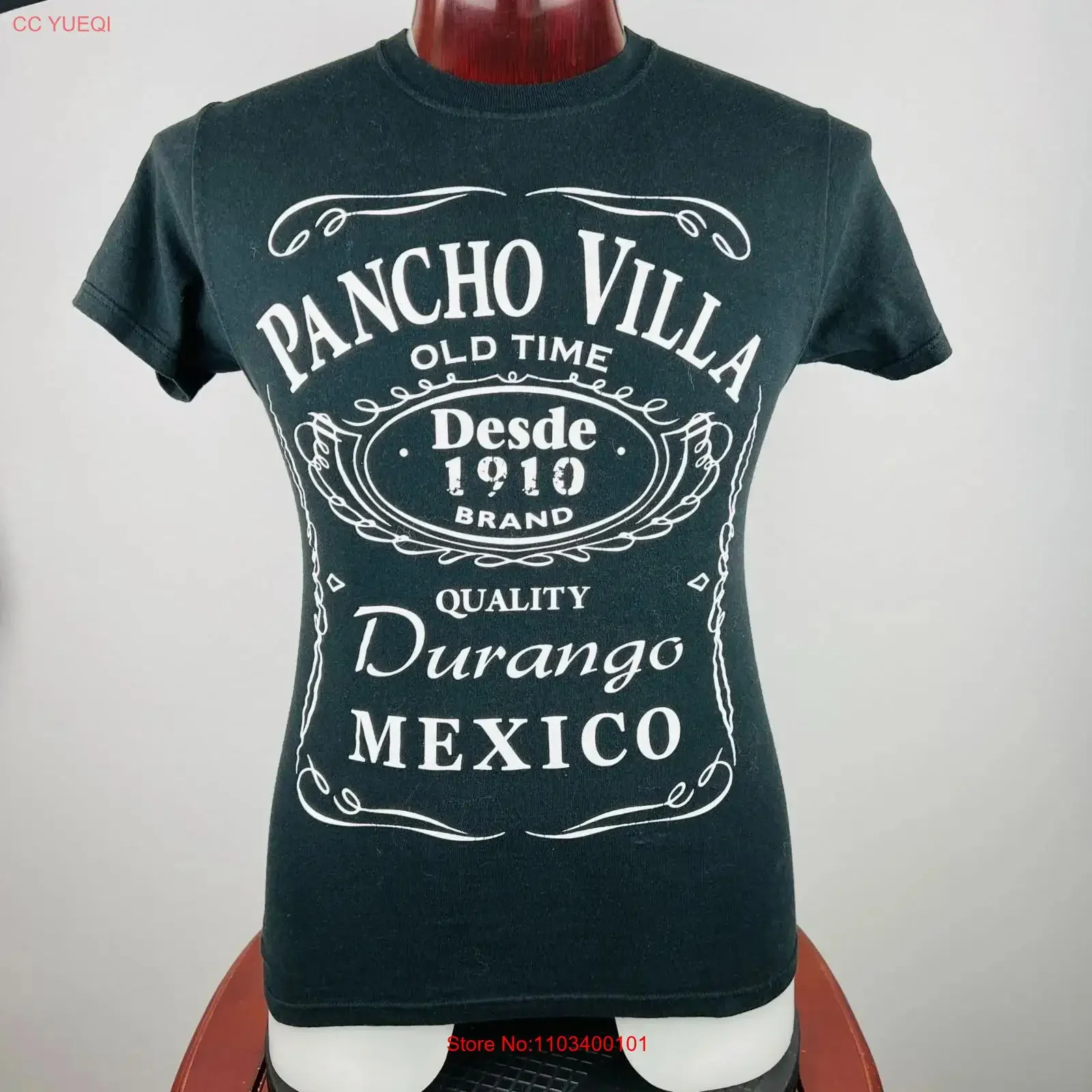 Camiseta Pequeña Vintage Pancho Villa Estilo Antiguo Durango México, Lavada, Suave, Cómoda, Ropa de Diseñador, Transpirable