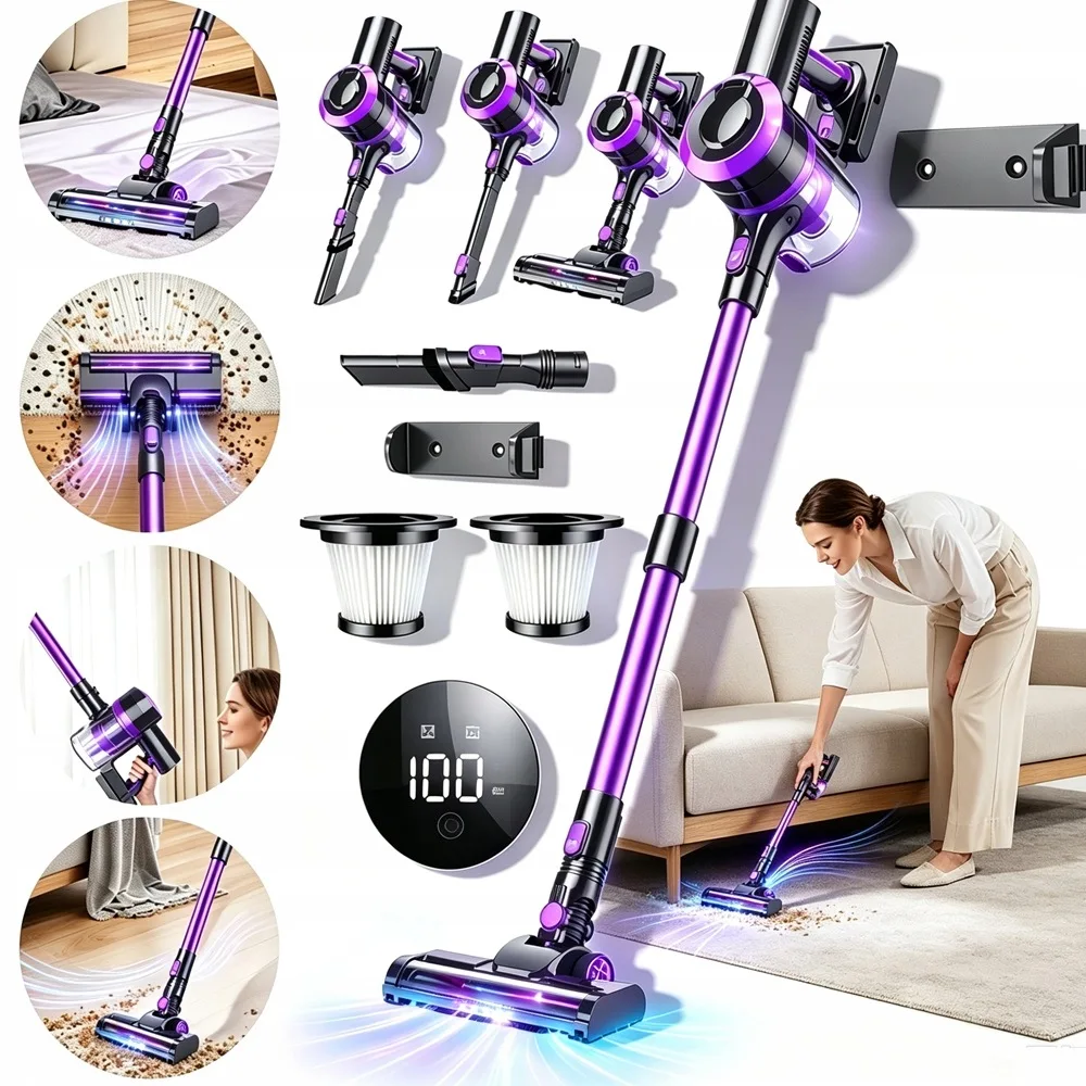 Aspiradora de mano inalámbrica, 400 W, 30000 PA, con gran potencia de succión, ideal para limpiar el hogar, la cama y las alfombras.