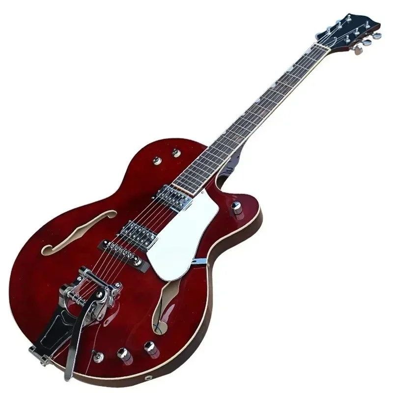 Wine Red Semi-hollow Electric Guitar 6-string Electric Guitar Vintage Elegance Angular Minimalism