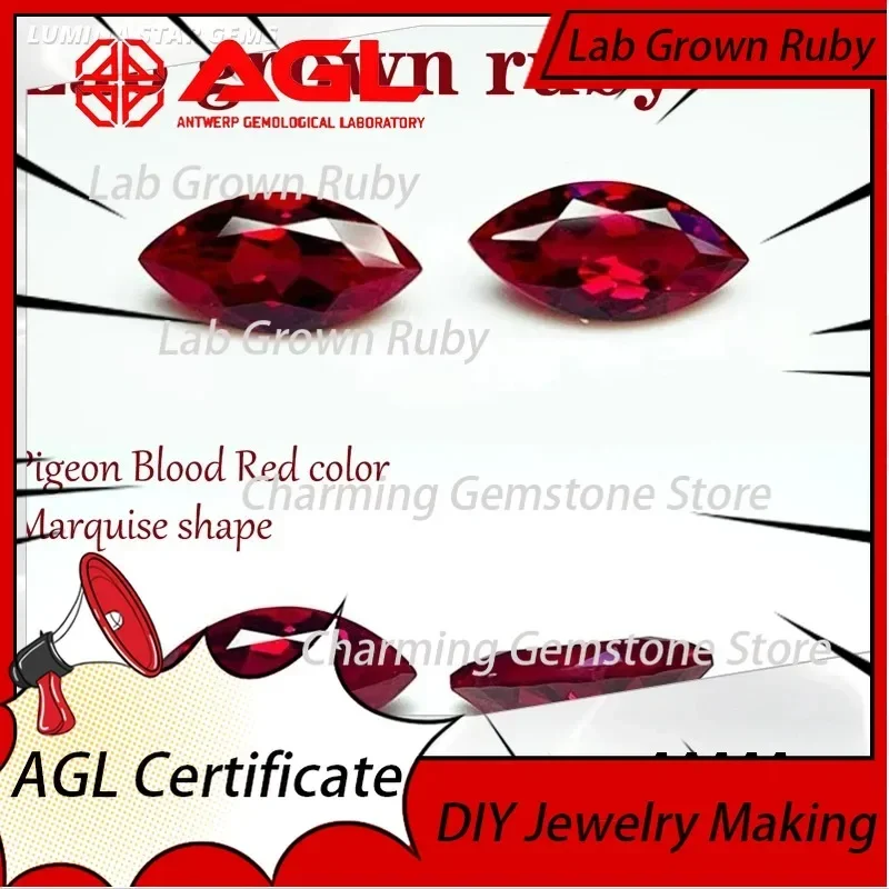 

Lab Grown Ruby Marquise Cut VVS1 Pigeon Blood Red Gemstone for Jewelry Making DIY Charms Lab Grown Sapphire Lab Created Ruby