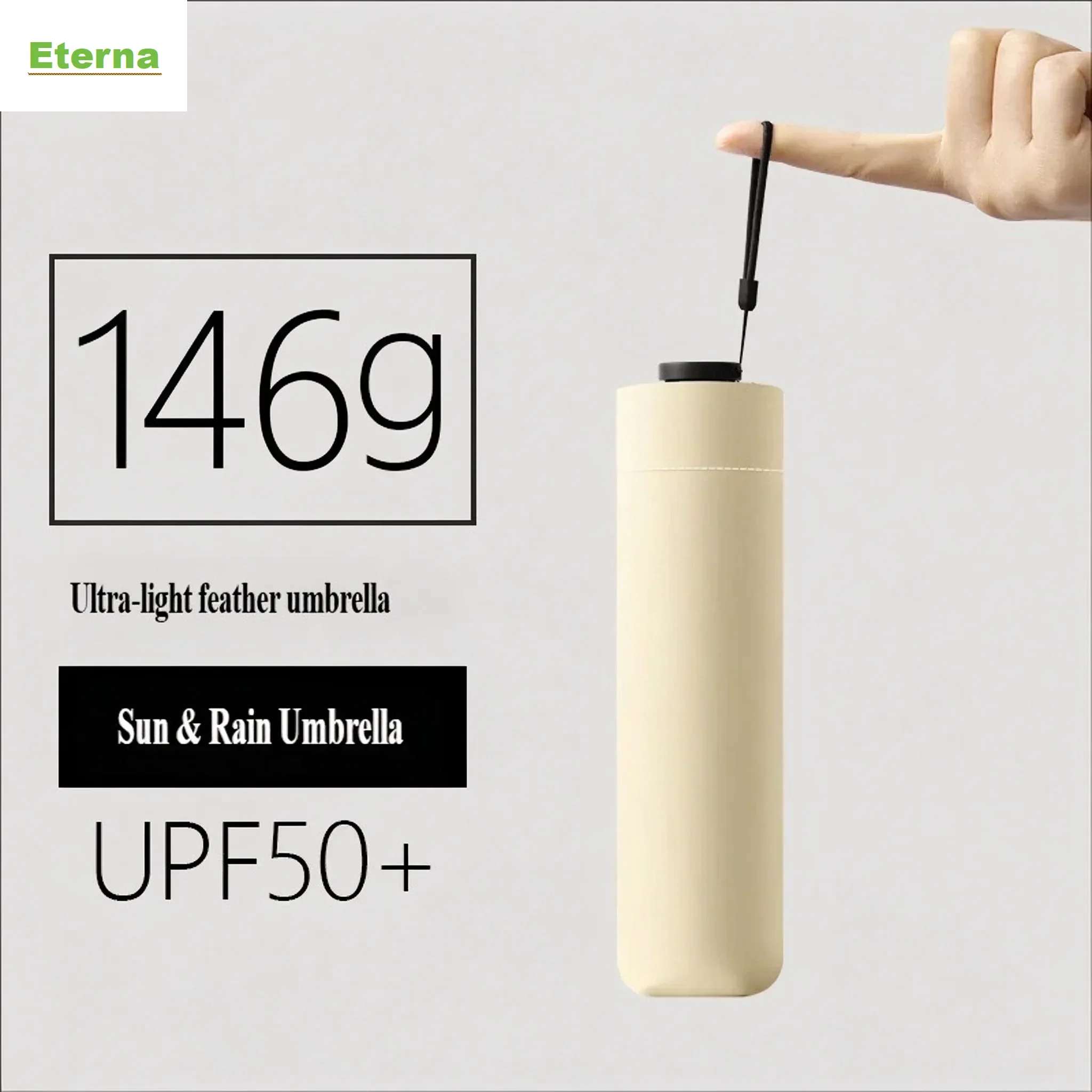 146g Japanese Ultra Light Pencil Umbrella 6 Ribs 3 Fold UV Protection Sun & Rain Fiber Portable for Women