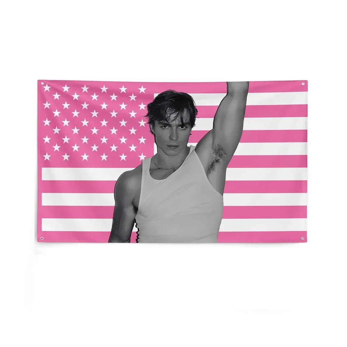 Nicholas Chavez Pink American Flag Tapestry 90x150cm Banner with 4 Grommets Double Stitched for Home Decoration