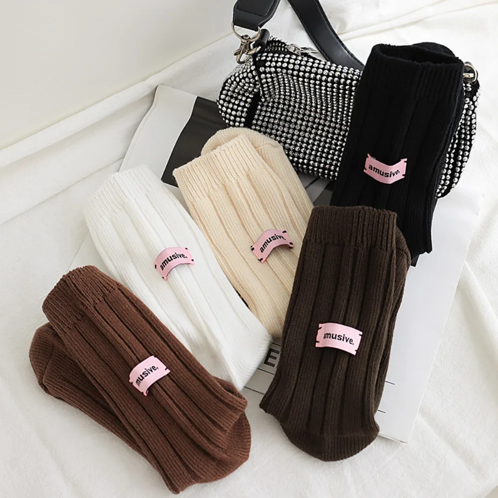 New Cotton Knitted Socks Thickened Thick Thread Mid-tube Sock Keep Warm Women's Socks Autumn