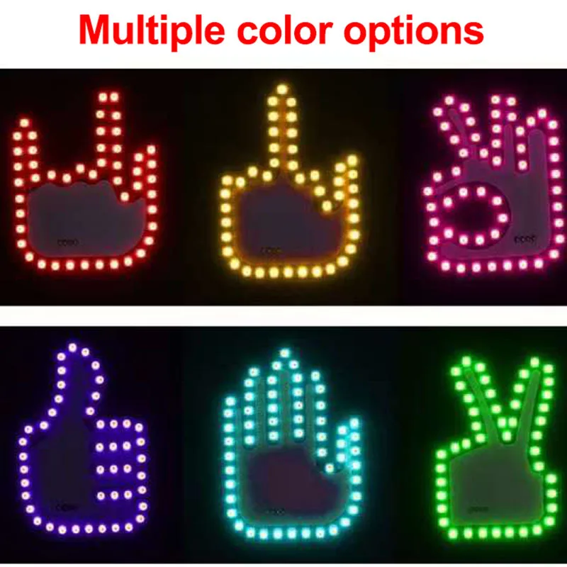 Car mounted LED panel finger gesture light multifunctional warning and rear end collision prevention interactive prompt light