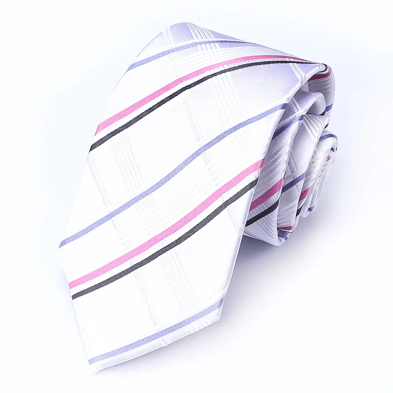 High Quality Color Checkered Stripes 100% Silk Men's Fashion 8CM Wide Tie Business Banquet Shirt Accessories Real Silk Cravat