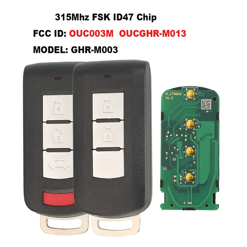 

Jingyuqin FCC ID: OUC003M Умный автомобильный ключ для Mitsubishi Mirage Eclipse Cross Mirage G4 2016 2017 2018 2019 2020 315 МГц FSK ID47