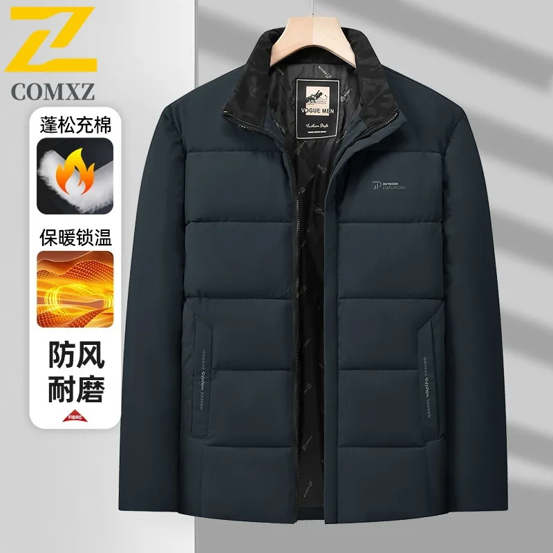 COMXZ Winter Jacket Men Classic Fashion solid color Stand Collar Windproof Parka Korean Female All-match Down Cotton Padded Coat