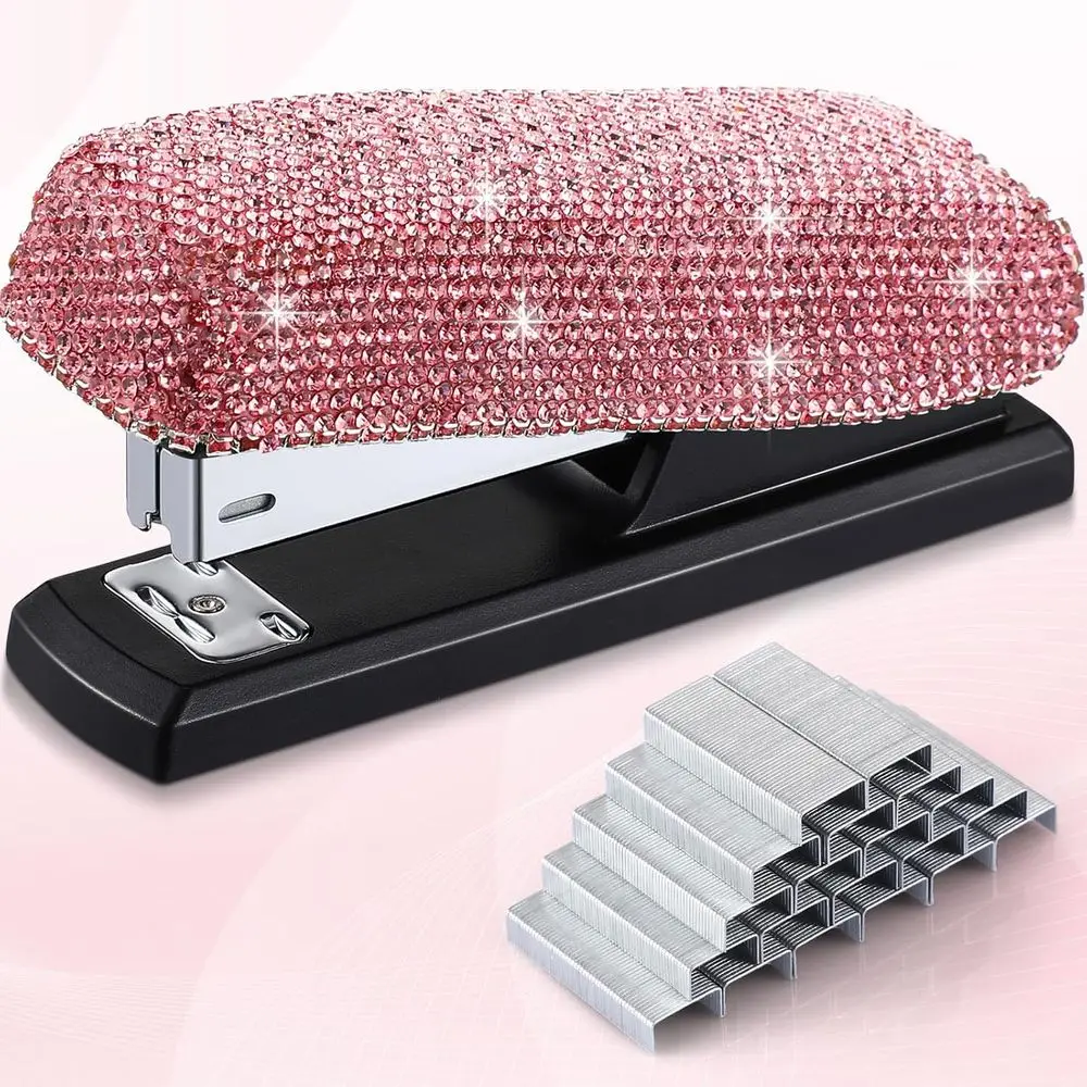 

Glittering Rhinestone Stapler, 20-Sheet Capacity, 1000 Staples, Elegant Office Accessory for Women