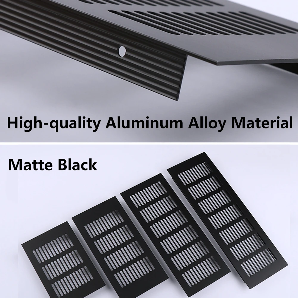 1pcs Aluminum Alloy Grille Vent Cover Inner Anti-slip Strip Air Vent Grille Ventilation Cover For Cabinets Wardrobes Cupboard