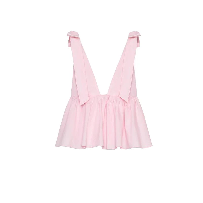 Summer New Women's  Knot Decorated Silk Casual Vaion V-ne Vest Top Loose Fit UV Protection No Sve Polyester ...