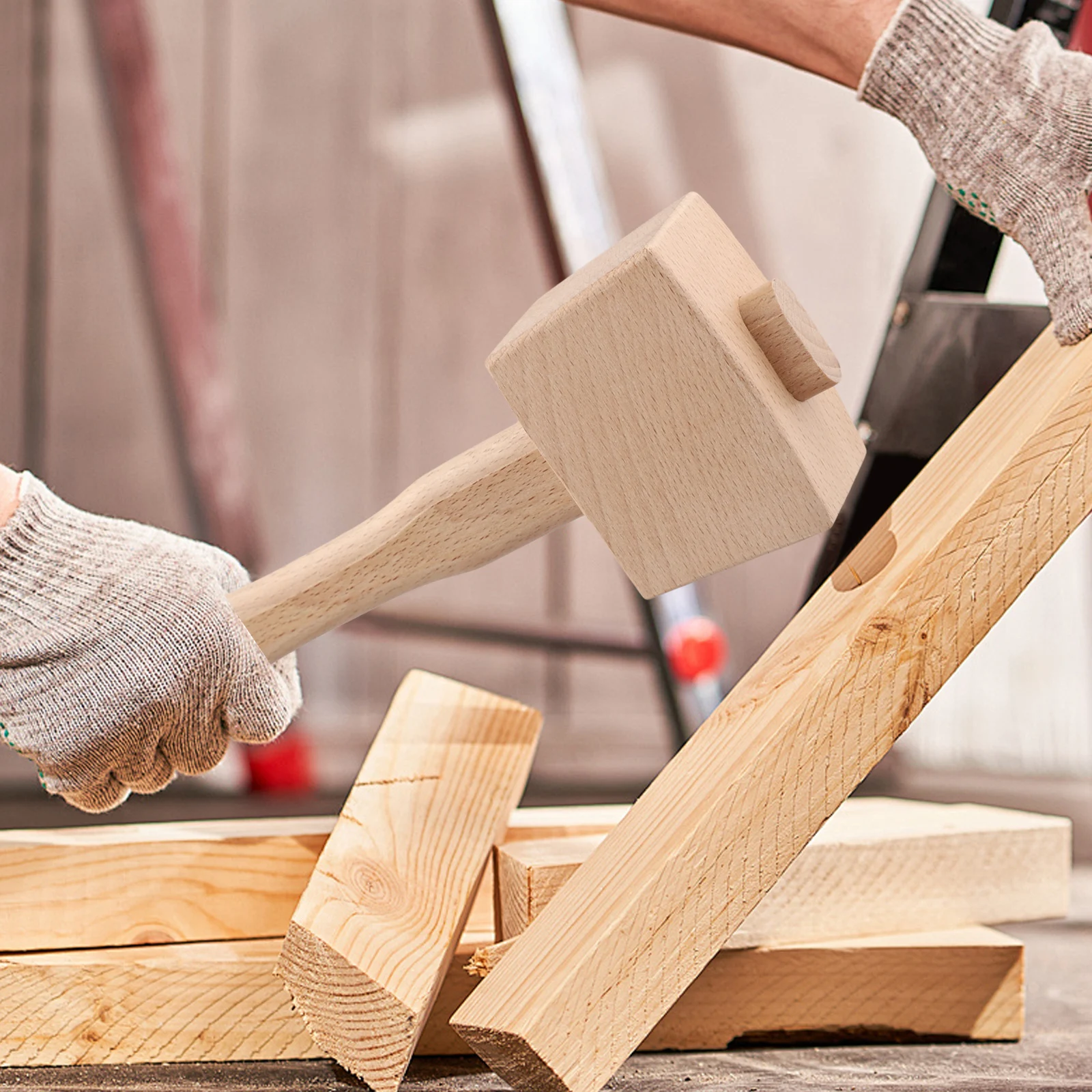 Hand Tools Beechwood Hammer Installation And Assembly Craftsmanship Wooden Mallet Tool Comfortable Grip Manual Operation