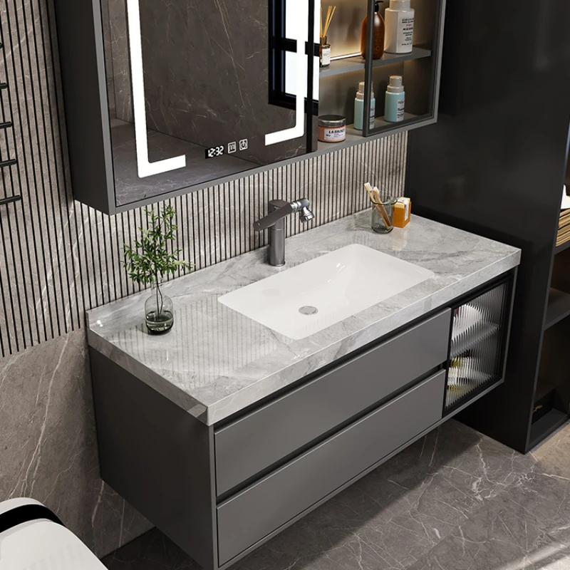 Bathroom Vanity With Sink Narrow Furniture Column Storage Closed Toilet Cabinet Washbasin Under The Medicine White Floor Kitchen