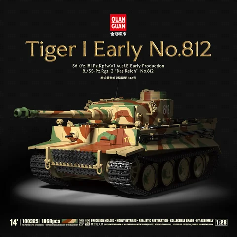 1868 PCS No.851 Tiger I Tank Model Building Blocks Kit, Historical Heavy Armor Display Piece, Desktop Army Collectible Gift