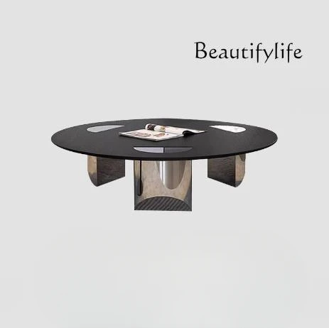 Italian minimalist round suspended coffee table living room household table modern small apartment simple solid wood minimalist