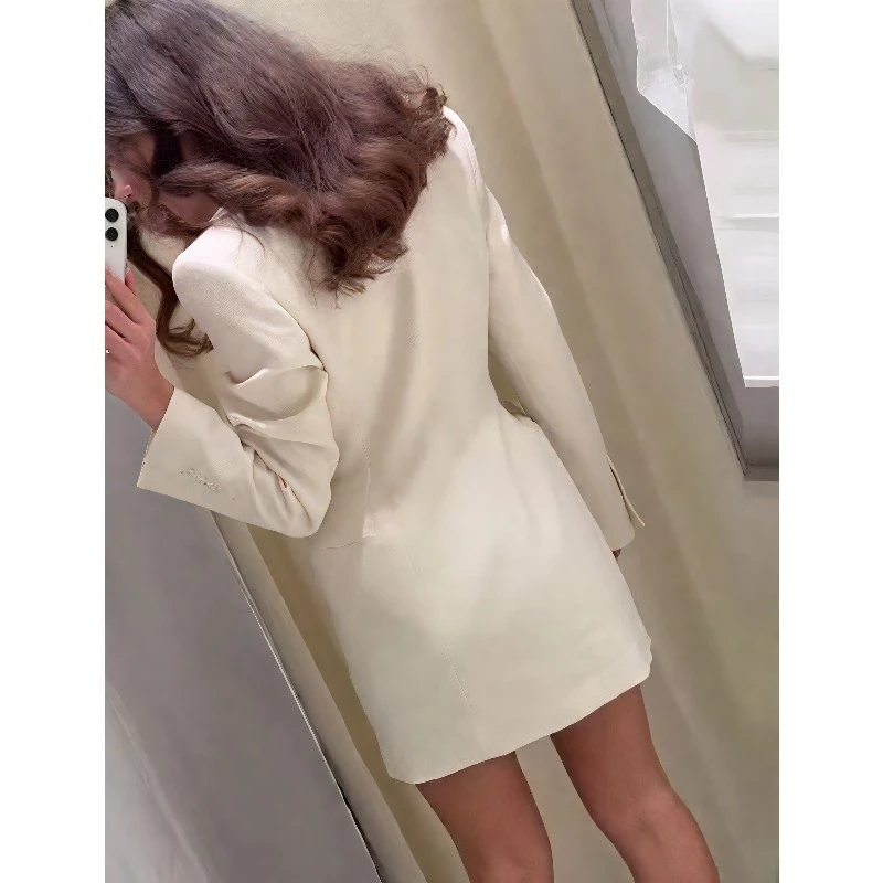 Woman Blazers Outerwears Women's Cardigan White New In Jackets Femme Office Wear Luxury Top Ladies Elegant Long Fashion