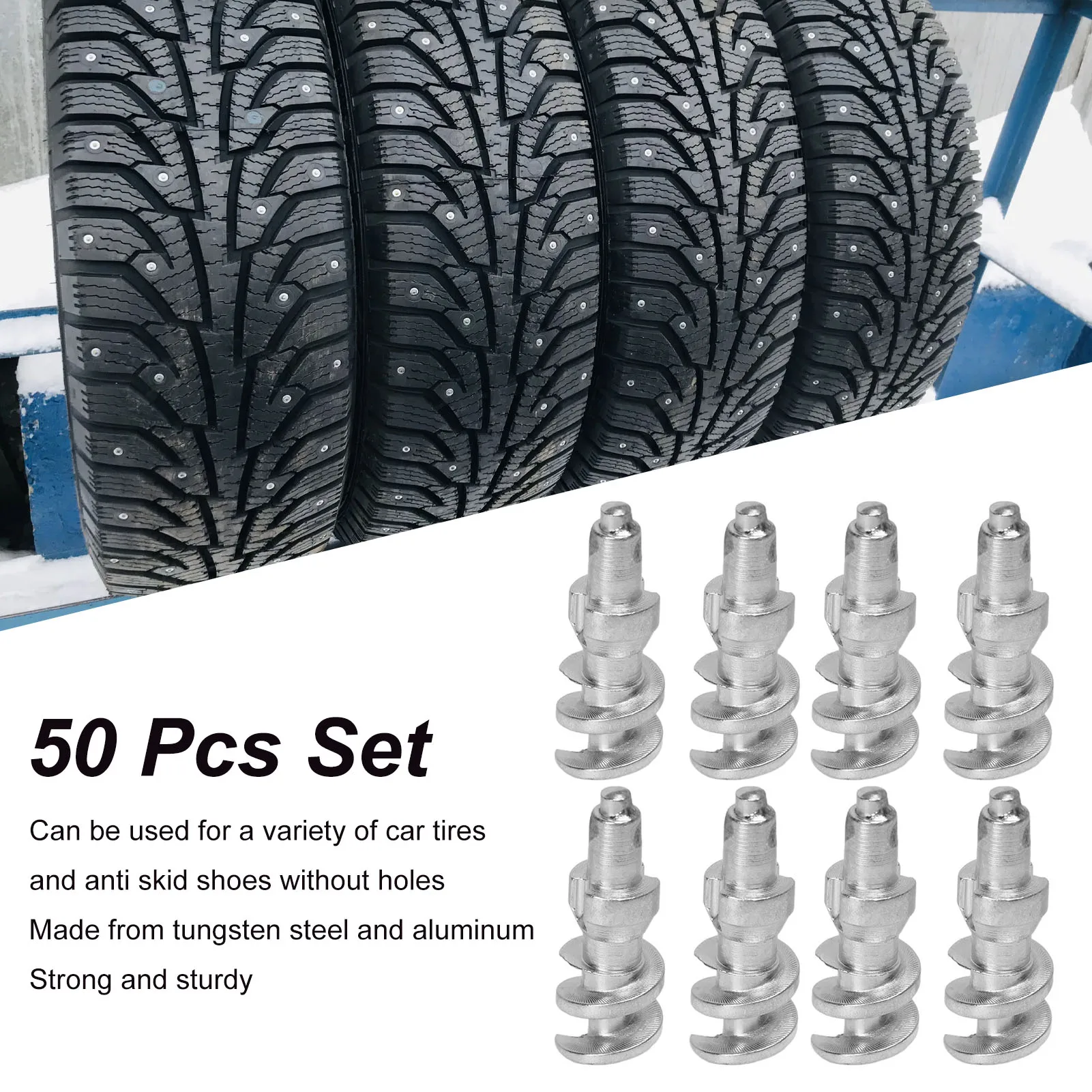 

Tire Stud Screw Strong Grip Anti Slip Hole Tungsten Steel Aluminum Sturdy Snow Tire Studs for Racing