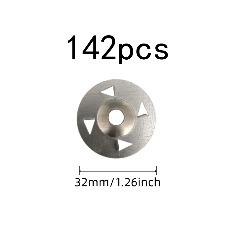 142 pcs 32mm Claw-Type Washers for Gypsum Board Fixing, Pre-Drilled Center Hole, Four Claw Anti-Slip Design