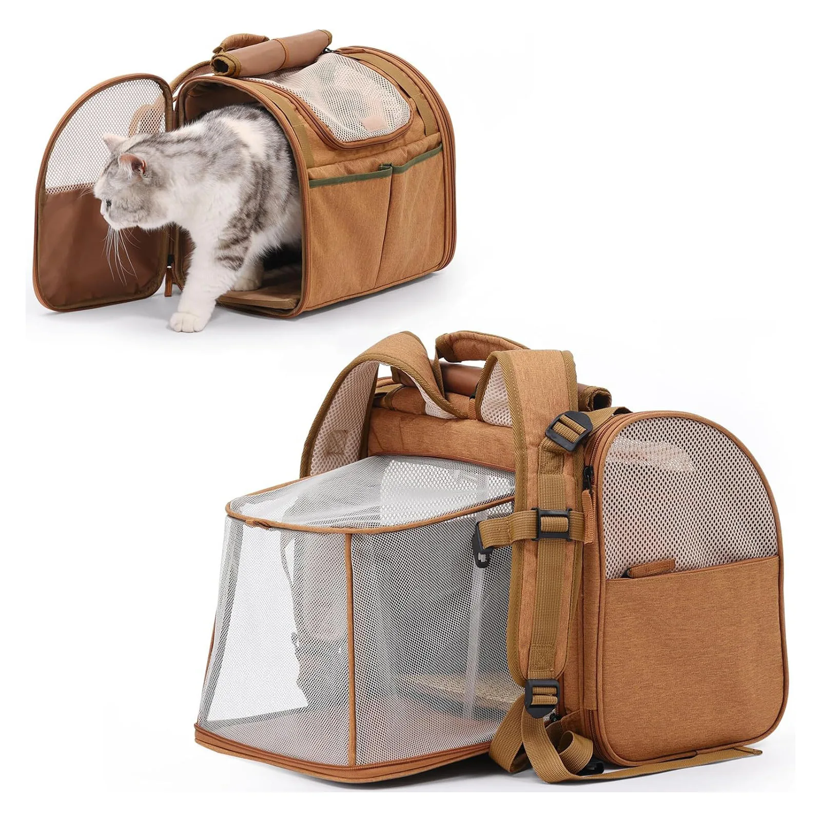 

Expandable Cat Backpack Carrier - Breathable Space Capsule Design, Large Portable Pet Travel Bag for Cats & Dogs