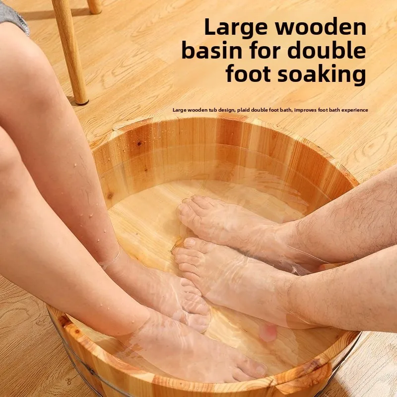 

HYS foot soaking wooden bucket large double foot washing bucket large bidet wooden basin laundry washbasin