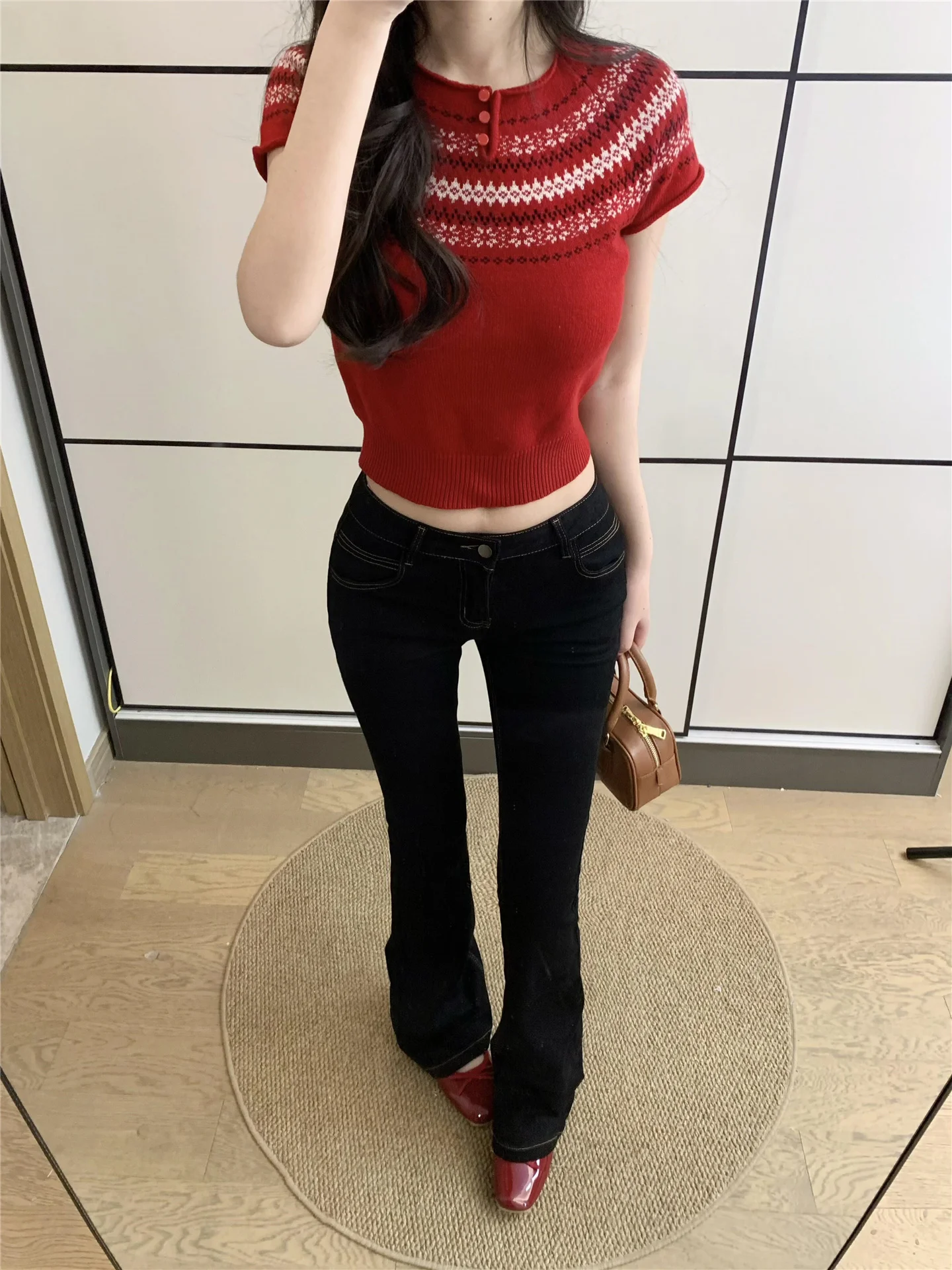 

Millennium Sexy Low Waist Black Denim Jeans Women's Spring Summer Slimming Long Design Bell Bottoms Casual Cotton Stretch