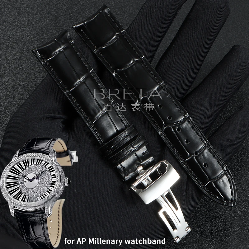 

Ремешок для часов из натуральной кожи 20x16 мм для AP Audemars Piguet Millenary, изогнутый ремешок из воловьей кожи, замена ремешков для часов Jaeger-LeCoultre