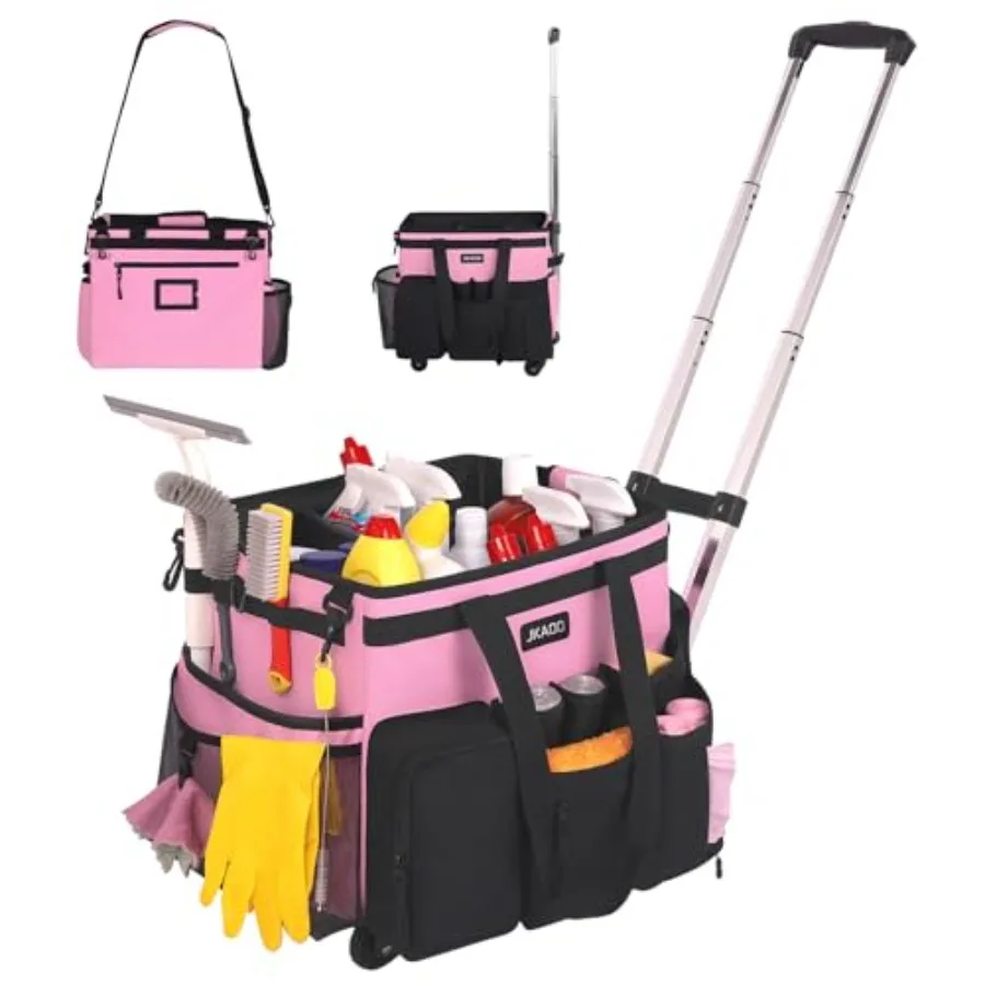 

Large Rolling Cleaning Caddy Bag with Detachable Trolley Waterproof Cleaning Caddy on Wheels for Housekeepers Cleaning Cart Sup