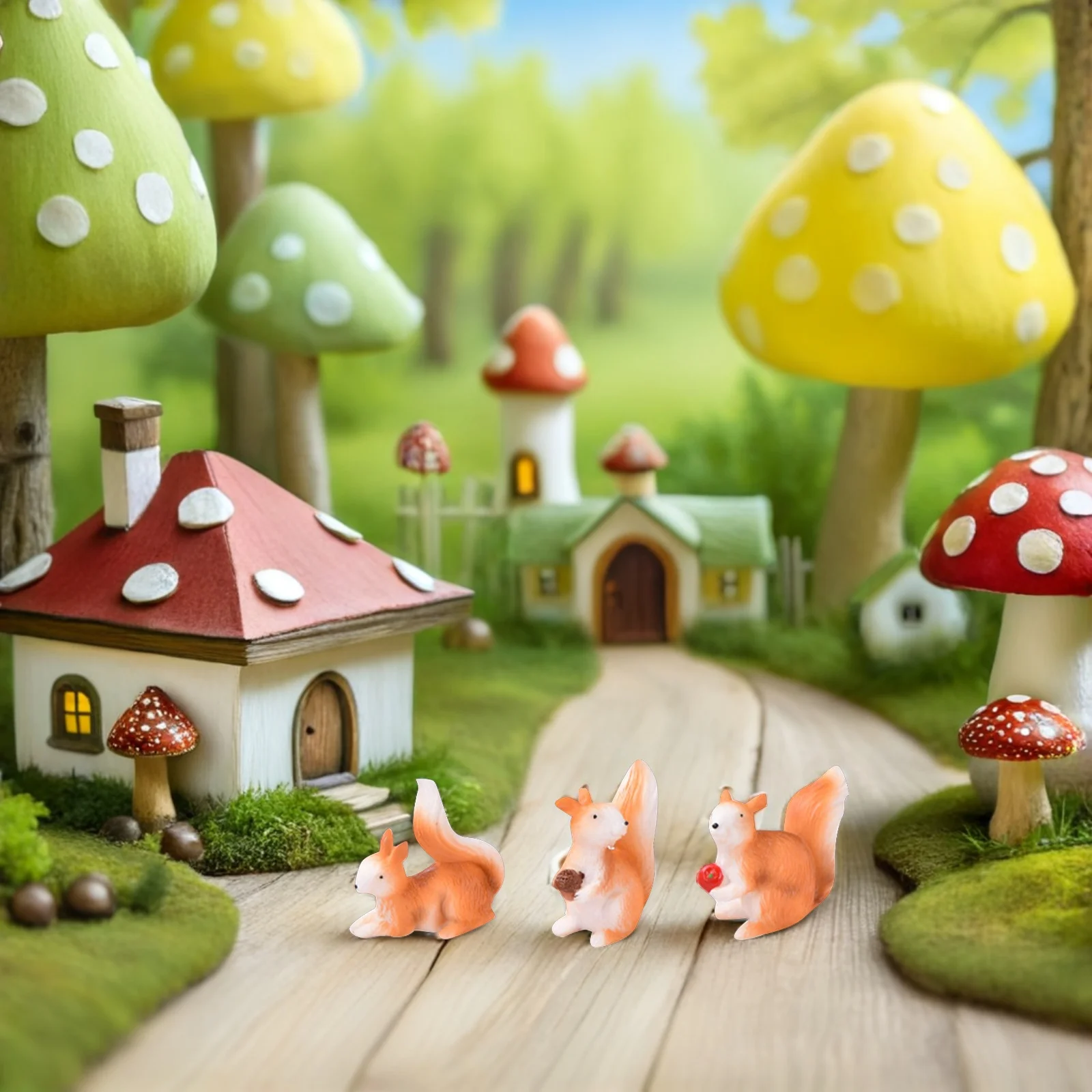 

8Pcs Miniature Squirrel Adornment Resin Small Garden Decoration Fairy Garden Micro Landscape Ornament Bonsai Decor