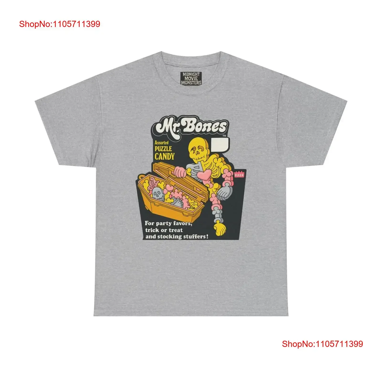 Mr Bones Puzzle Candy T Shirt Spooky Vintage Halloween long or short sleeves vintage Washed fashion Unisex homme Versatile