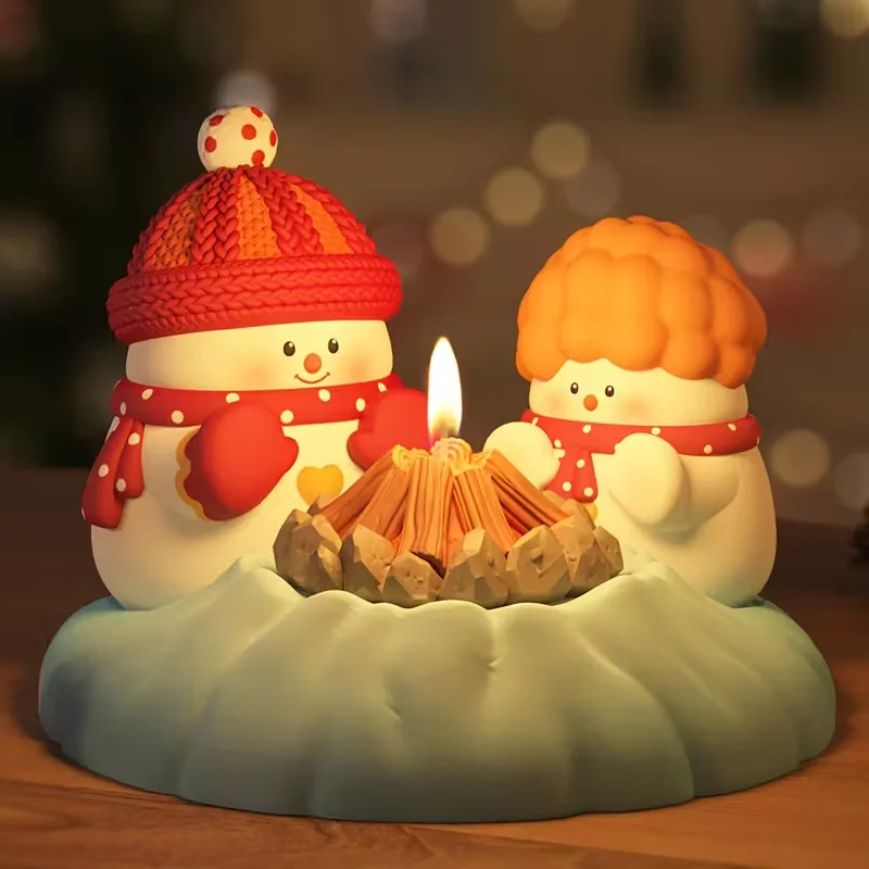 1/4pcs Christmas-Themed Silicone Mold Set Squirrel Snowman Campfire Design Perfect Aromatherapy Candles and Plaster Decorations