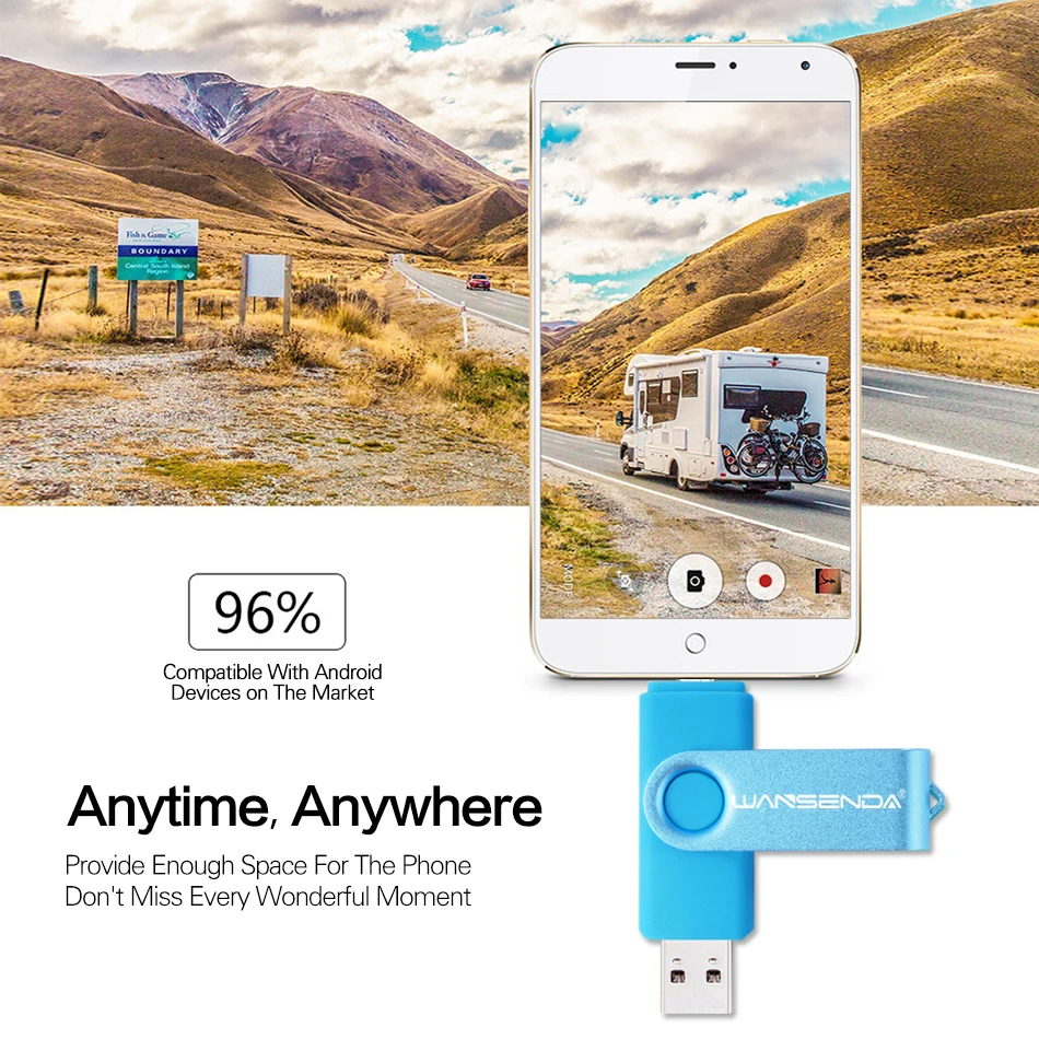 WANSENDA-unidad Flash USB 256, Pendrive OTG de 3,0 GB, 64GB, 32GB, 16GB, para Android/PC