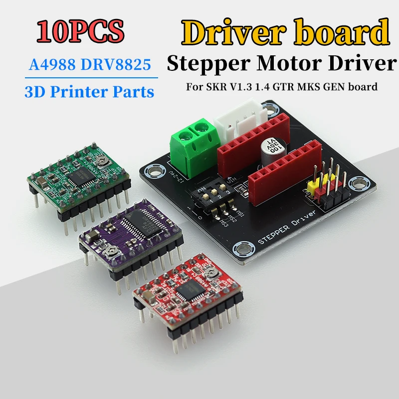 10Pcs A4988 DRV8825 Stepper Motor Driver Expansion Board 3D Printer Parts For SKR V1.3 1.4 GTR V1.0 RAMPS 1.6 MKS GEN V1.4 Board