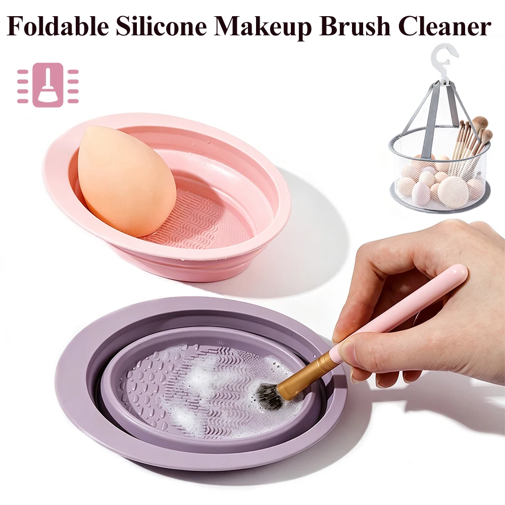 Foldable Silicone Makeup Brush Cleaner Bowl Portable Cosmetic Brush Cleaning Deep Clean Brushes Powder Puff Sponge Washing Tool