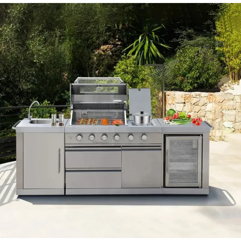 Custom Modular Kitchen Outdoor Cabinets Stainless Steel Outdoor Kitchen And Grill Set Factory Price