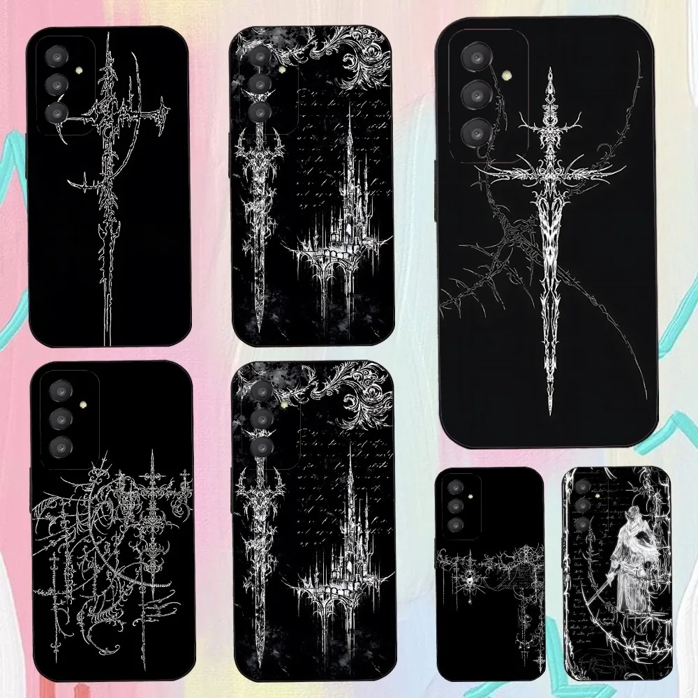 Cyber Sigil Cross Phone Case For Samsung Galaxy A52 A12 A51 S21 Edge S22ULTRA S23 S20LITE Plus Ultra Black Cover